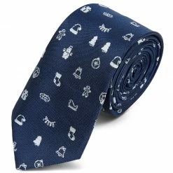 Best deal 🔔 Trendhim Navy Blue & White 🎄 Christmas Polyester Tie 🧨