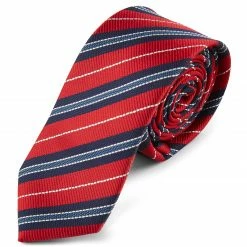 Flash Sale 🎁 Tailor Toki Red, Blue & White Diagonal Stitched Polyester Tie 🔥