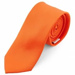New 🔥 Trendhim Basic Neon Orange Polyester Tie 🔥