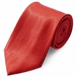 New 🎉 Trendhim Basic Wide Shiny Red Polyester Tie 🎁