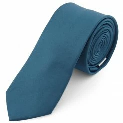 New 🎉 Trendhim Basic Petrol Blue Polyester Tie 🧨