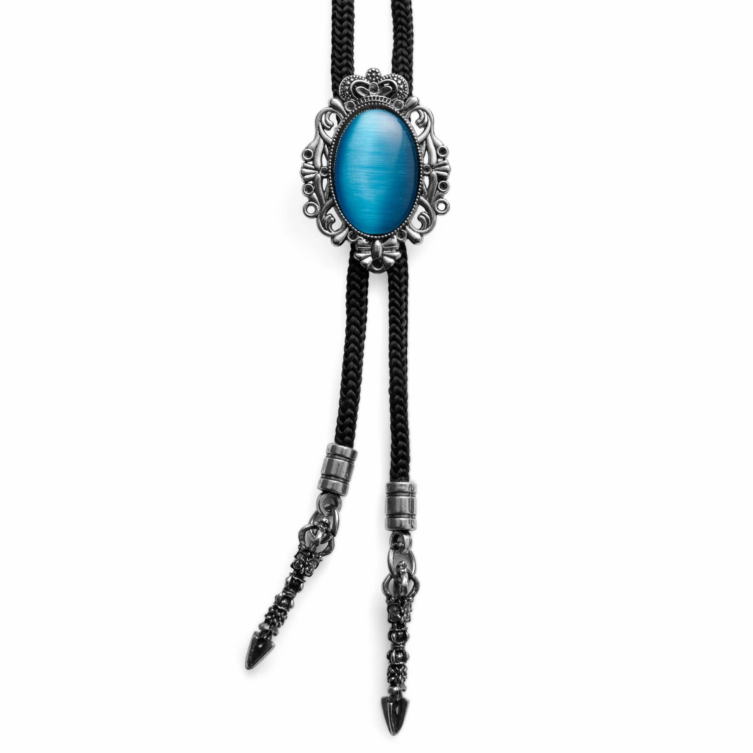 Best Sale π₯° Fort Tempus Blue Tigerβs Eye Stone Adjustable Bolo Tie β¨