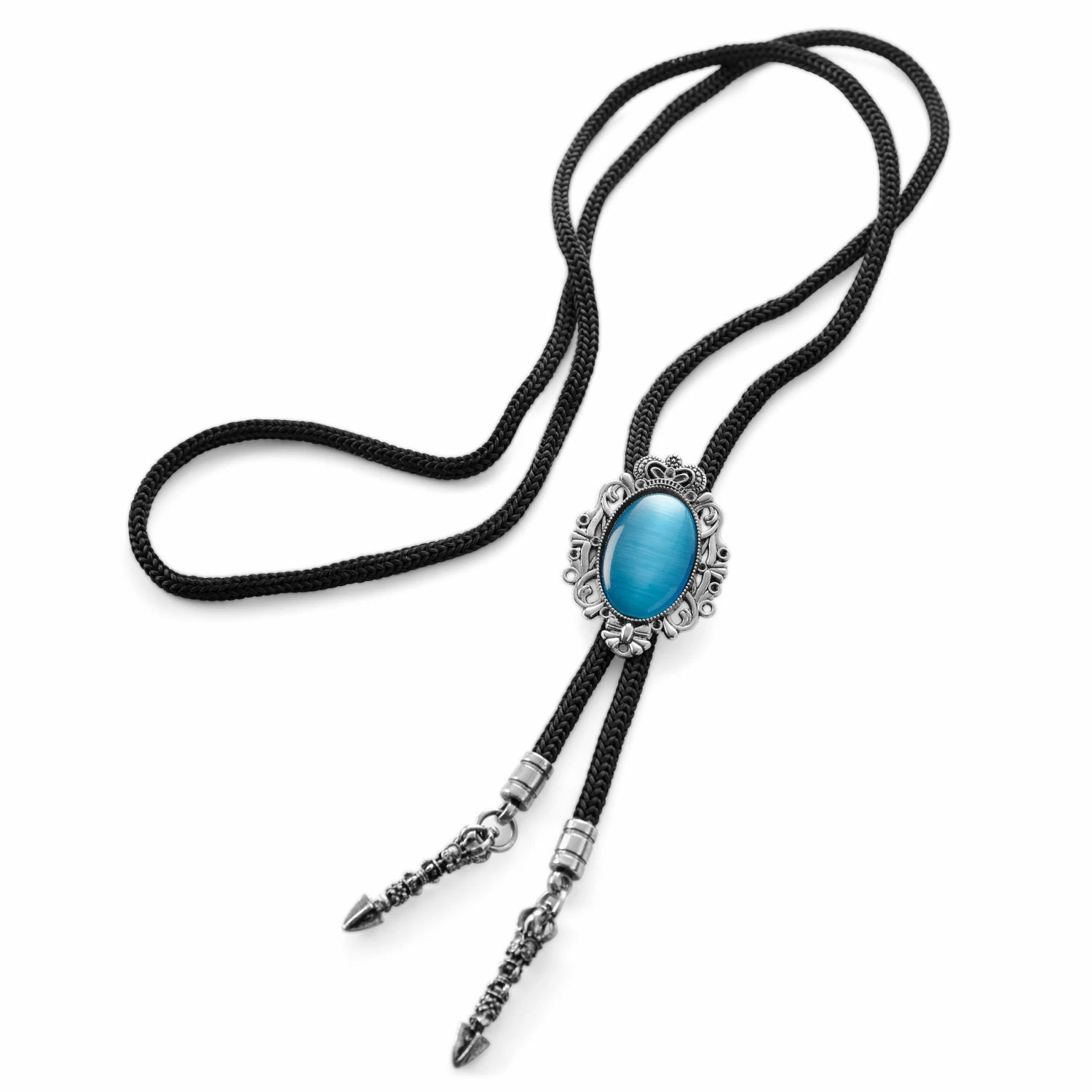 Best Sale π₯° Fort Tempus Blue Tigerβs Eye Stone Adjustable Bolo Tie β¨ - Image 2