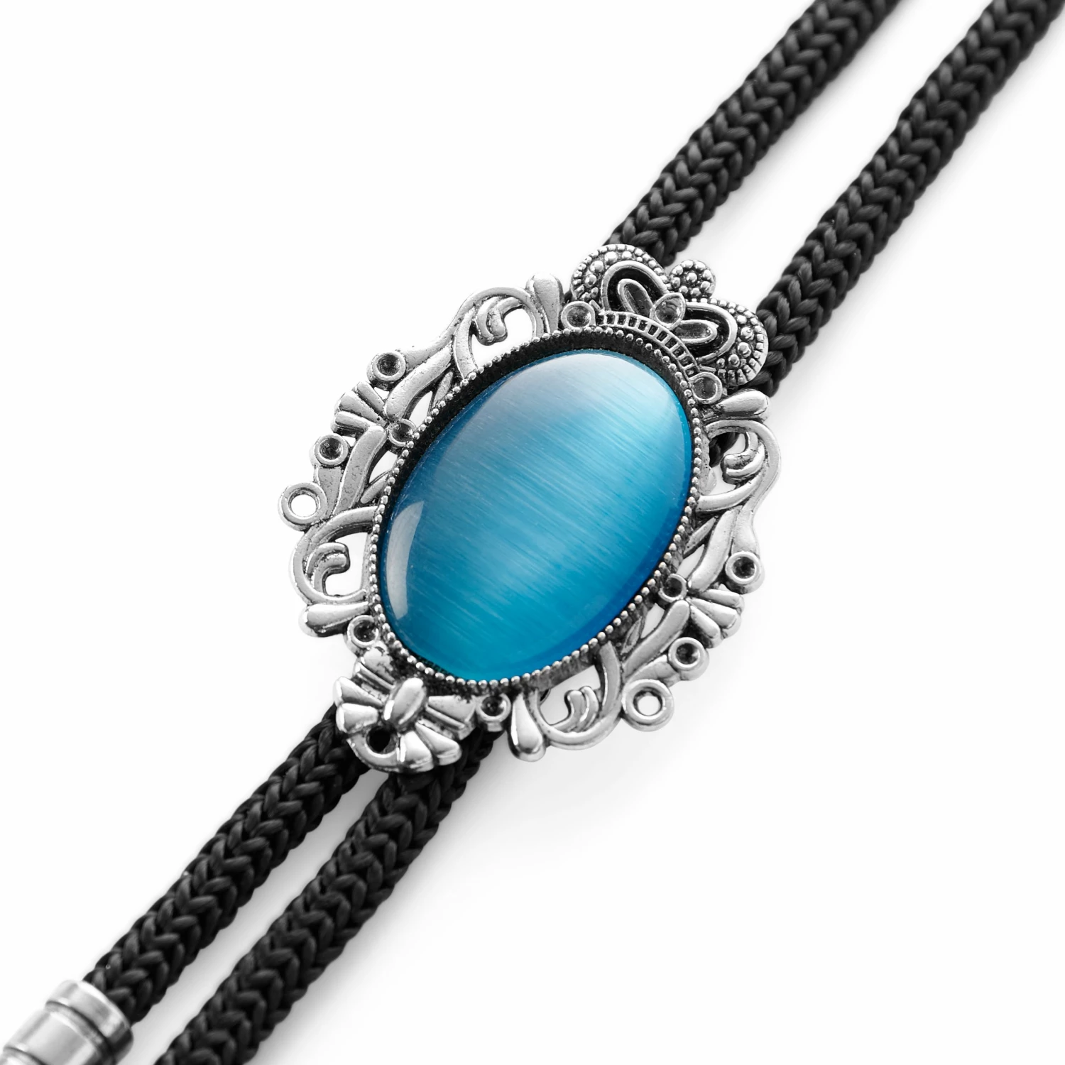 Best Sale π₯° Fort Tempus Blue Tigerβs Eye Stone Adjustable Bolo Tie β¨ - Image 3