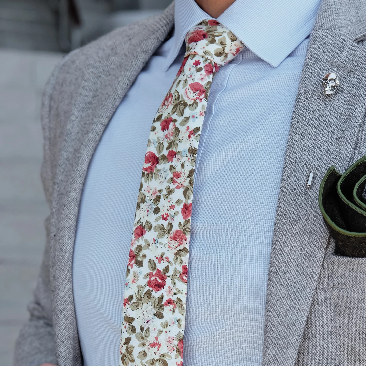 Brand new β¨ Bohemian Revolt Light Green & Pink Floral Print Cotton Tie β - Image 3