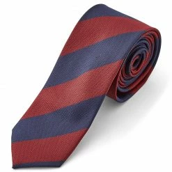 Best Pirce ⭐ Tailor Toki Dark Blue & Burgundy Diagonal Striped Polyester Tie ✨