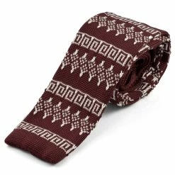 Flash Sale 🥰 Tailor Toki Burgundy & White Checkered Pattern Polyester Knitted Tie 👍