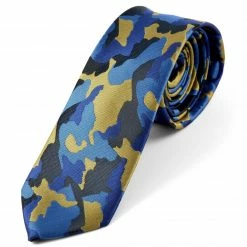 New ✔️ Tailor Toki Blue & Tan Camouflage Polyester Tie 🌟
