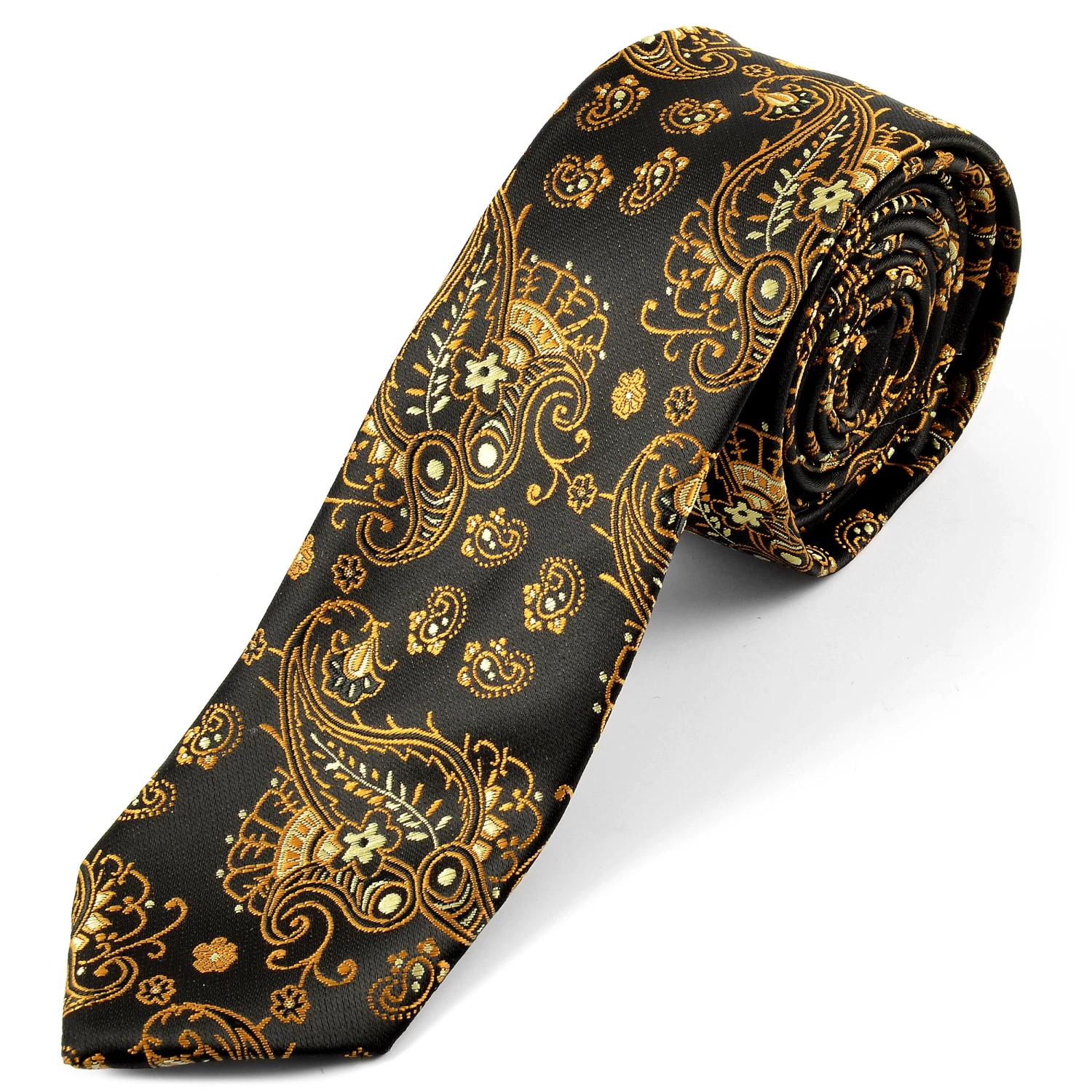 Cheapest โค๏ธ Tailor Toki Black & Gold Paisley Pattern Silk Tie โญ