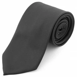 Outlet 🎉 Trendhim Basic Wide Charcoal Grey Polyester Tie 😀