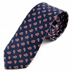 Best deal 🌟 Tailor Toki Navy Blue & Red Teardrop Pattern Polyester Tie 😍