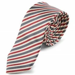 Brand new 👍 Tailor Toki Faded Red & Blue Striped Polyester Tie 🧨