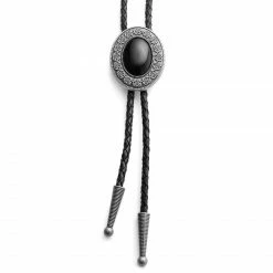 Best reviews of 🌟 Fort Tempus Obsidian Stone Adjustable Braided Leather Bolo Tie 😀