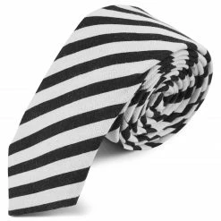 Best Pirce ⌛ Tailor Toki Black & White Cotton & Flax Tie ⭐