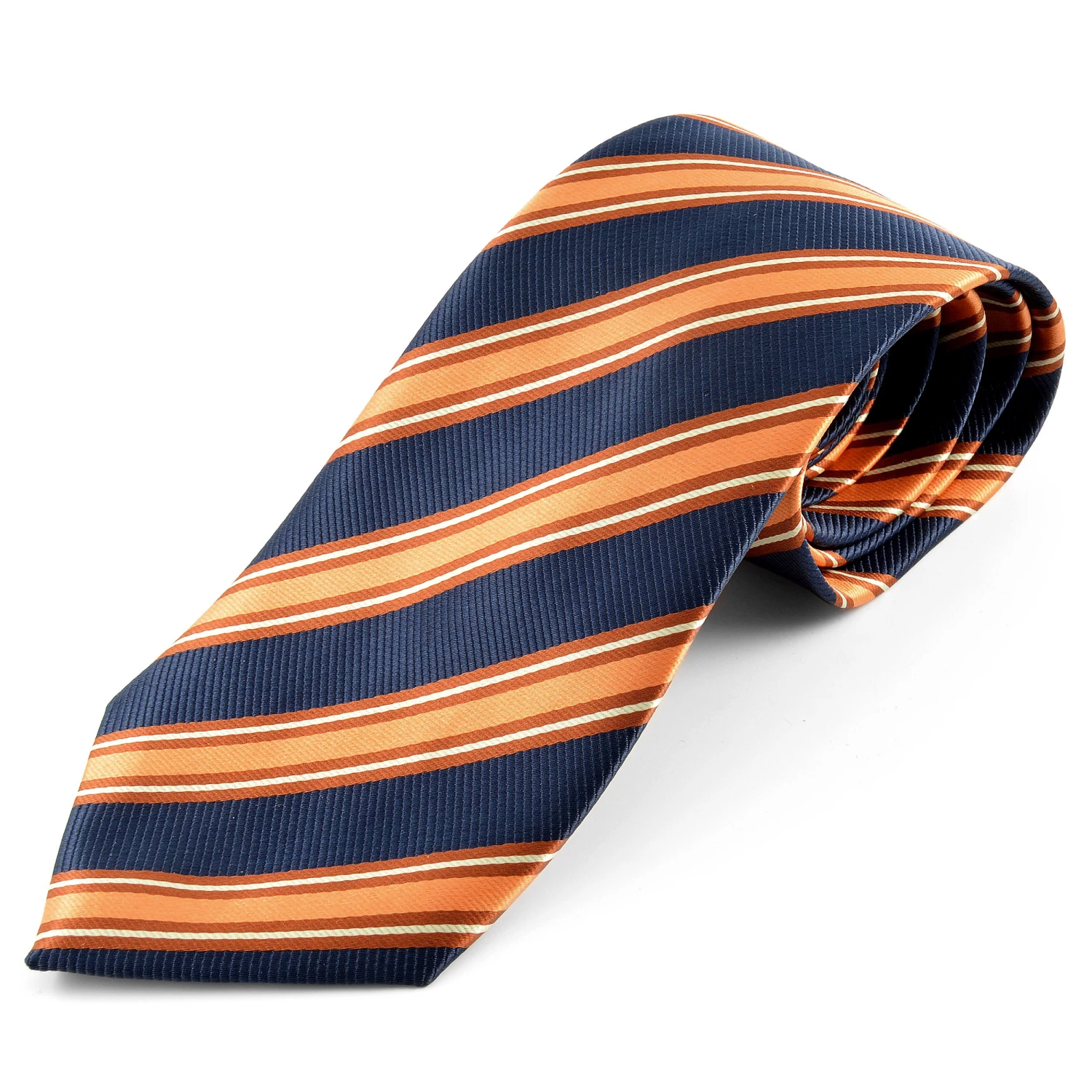 Discount ๐ฅฐ Tailor Toki Classic Navy Blue & Orange Striped Silk Tie โญ
