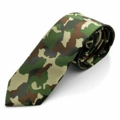 New ❤️ Tailor Toki Green & Brown Camouflage Polyester Tie 🎉
