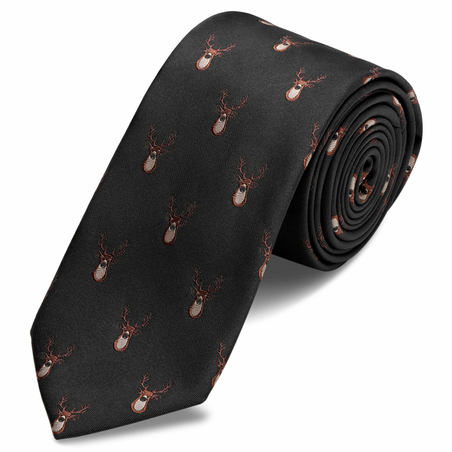 New β Trendhim Black β Christmas Reindeer Pattern Polyester Tie π