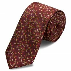 New 🔔 Trendhim Burgundy ❄ Christmas Light Pattern Polyester Tie ⌛