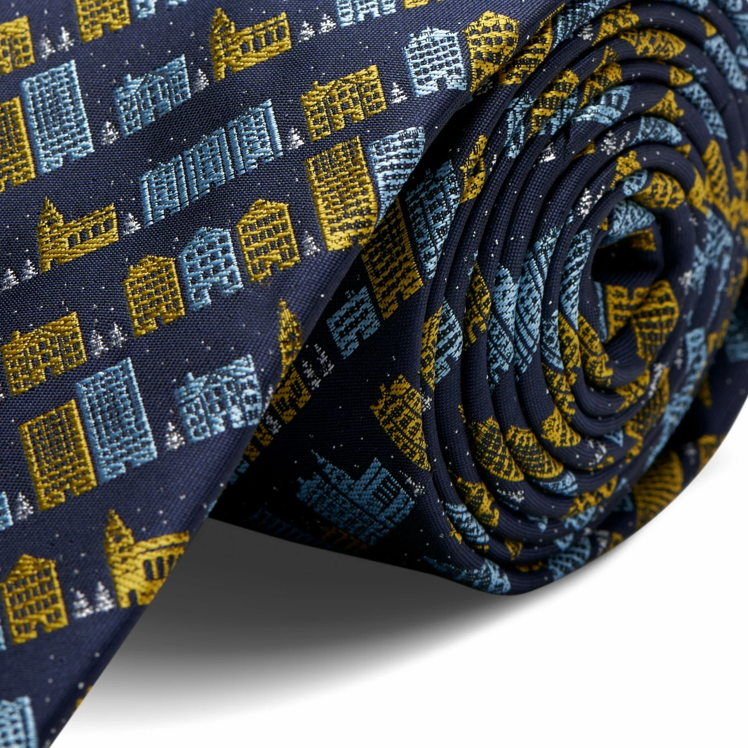 Best Pirce π Trendhim Navy Blue & Yellow Winter Wonderland Polyester Tie π― - Image 2