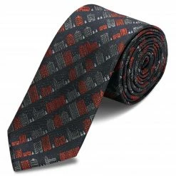 Discount 💯 Trendhim Dark Grey & Red Winter Wonderland Polyester Tie 🌟