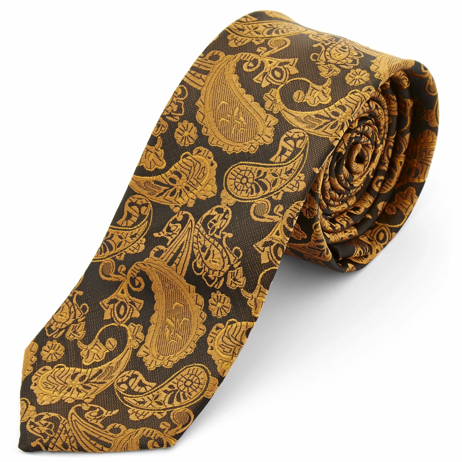 Coupon โญ Tailor Toki Gold & Brown Paisley Polyester Tie ๐ฅฐ