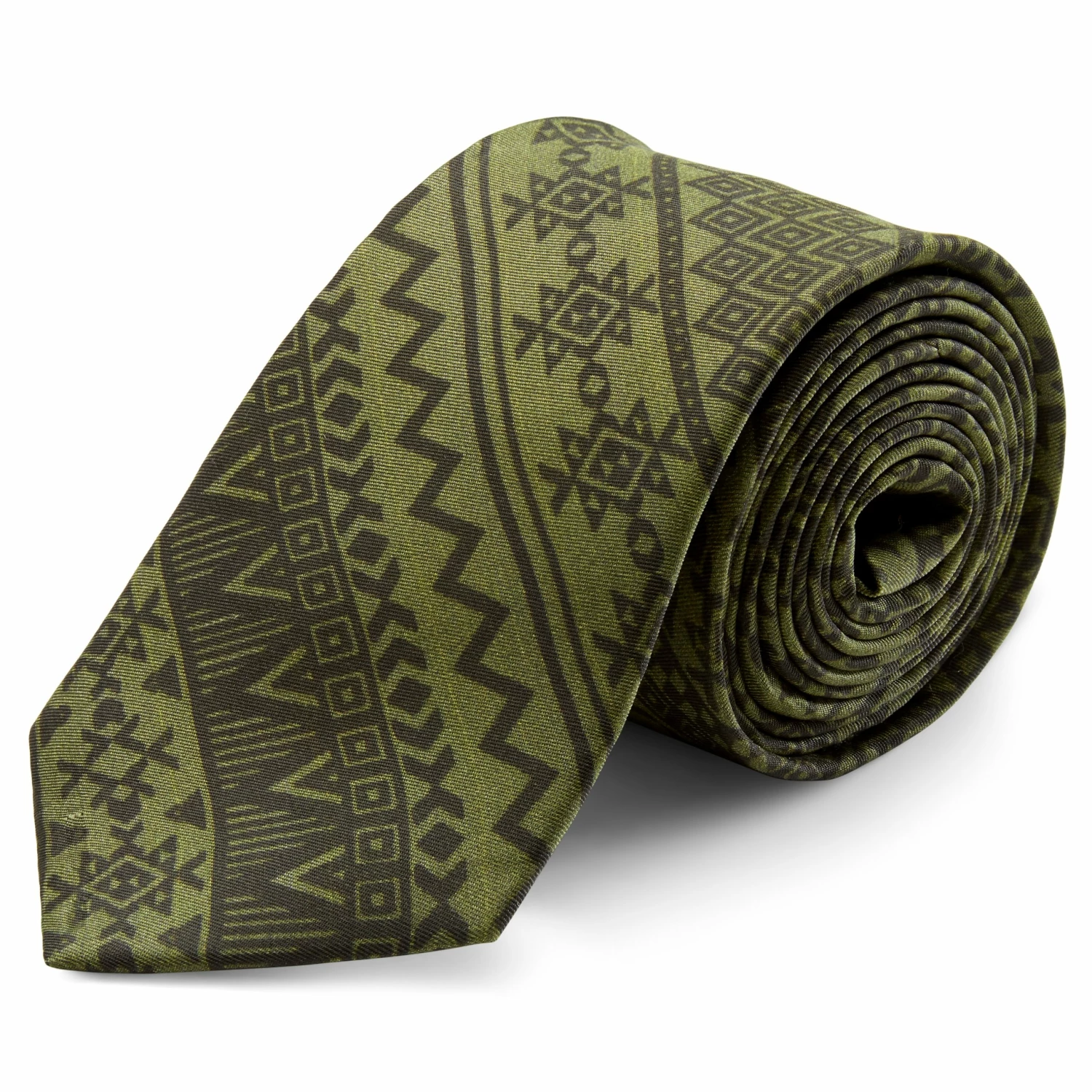 Discount ๐ Bohemian Revolt Army Green & Black Patterned Silk Tie ๐ฅ