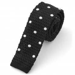 Deals 🛒 Tailor Toki Black & White Polka Dot Knitted Tie 😍