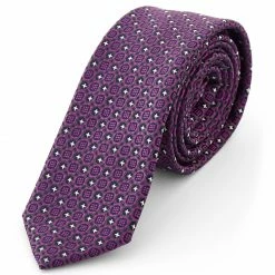 Best Pirce ✨ Tailor Toki Purple, Black & White Tapestry Polyester Tie 🎉