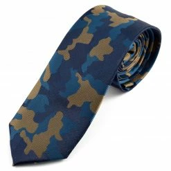 Promo 🧨 Tailor Toki Blue & Brown Camouflage Polyester Tie ⌛