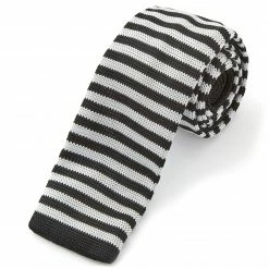 Flash Sale 🛒 Tailor Toki White & Black Striped Knitted Tie ⌛