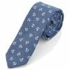 Cheapest 🎉 Bohemian Revolt Blue & White Anchor Pattern Cotton Tie ⭐