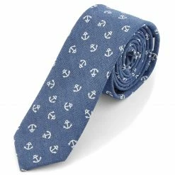 Cheapest 🎉 Bohemian Revolt Blue & White Anchor Pattern Cotton Tie ⭐