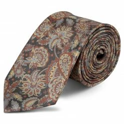 Outlet 🛒 Bohemian Revolt Boho | Vintage Brown Paisley Pattern Silk Tie 😀
