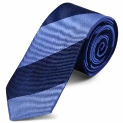 Coupon 🔥 Trendhim Sky & Navy Blue Bold Diagonal Striped Silk Tie ❤️