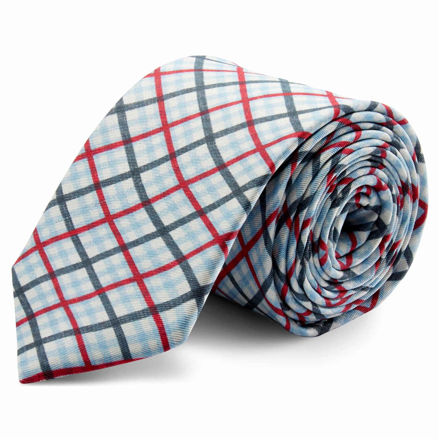 Buy ๐ Bohemian Revolt Sky Blue, Red & Green Plaid Silk Tie โจ