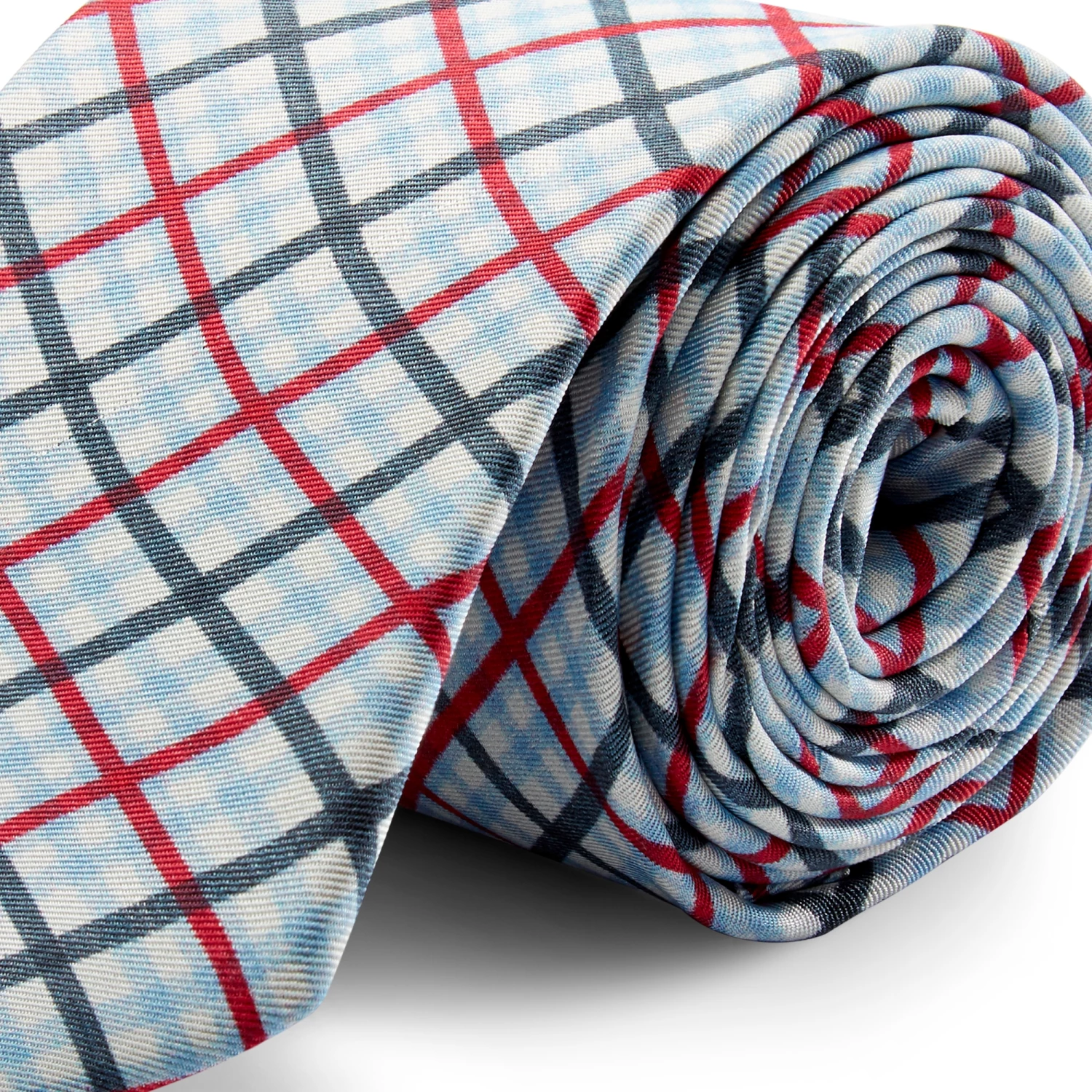 Buy ๐ Bohemian Revolt Sky Blue, Red & Green Plaid Silk Tie โจ - Image 2