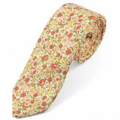 Outlet 🌟 Tailor Toki White, Pink & Green Flower Print Cotton Tie 🎁