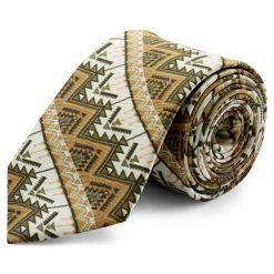 Wholesale 💯 Bohemian Revolt Mustard Yellow & Forest Green Vintage Print Silk Tie 🧨