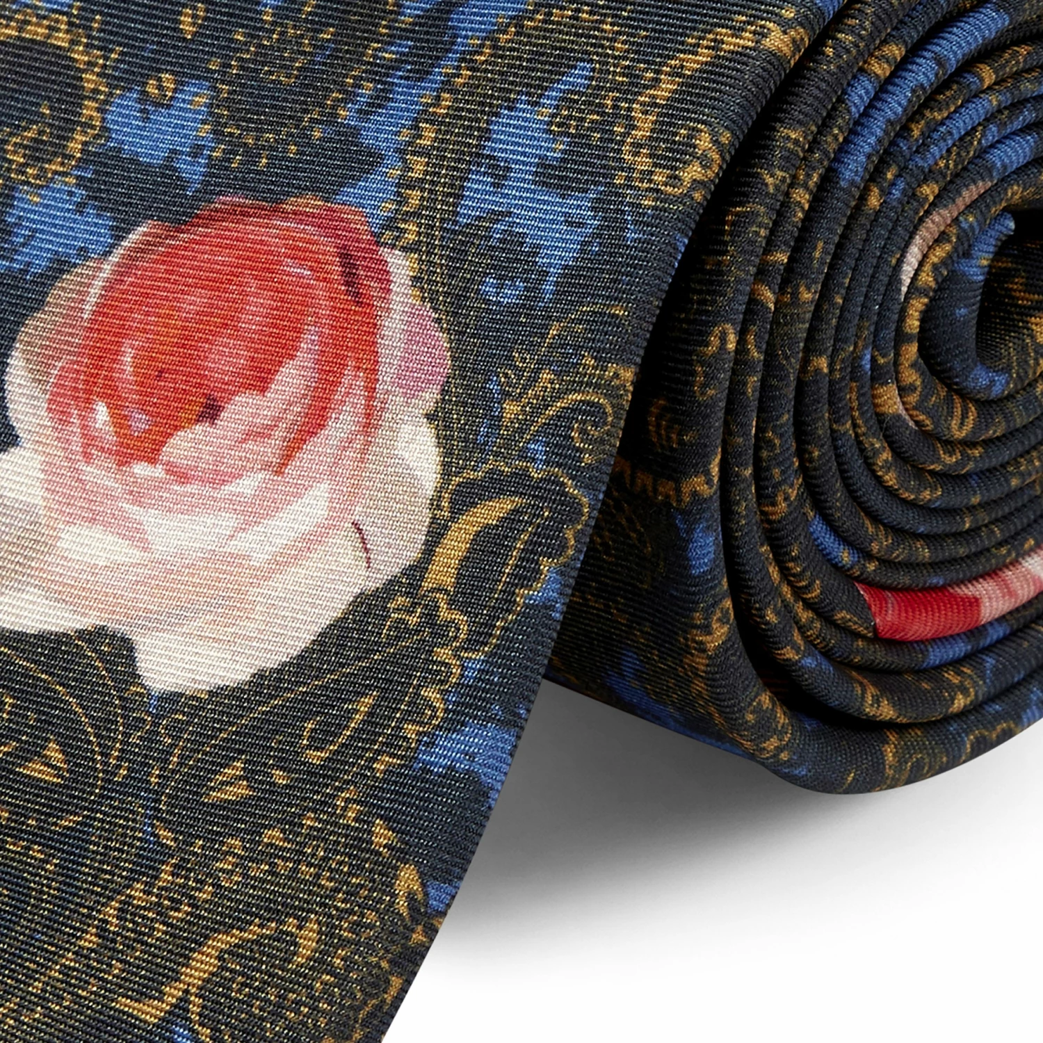 Best Sale โ Bohemian Revolt Boho | Dark Blue & Tan Paisley with Pink Roses Silk Tie ๐ - Image 2