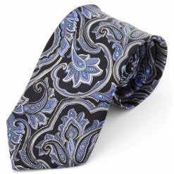 Hot Sale 😀 Tailor Toki Wide Blue Baroque Pattern Silk Tie 🥰