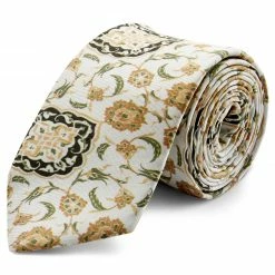 Hot Sale 🌟 Bohemian Revolt Mustard Yellow & White Patterned Silk Tie 🔔