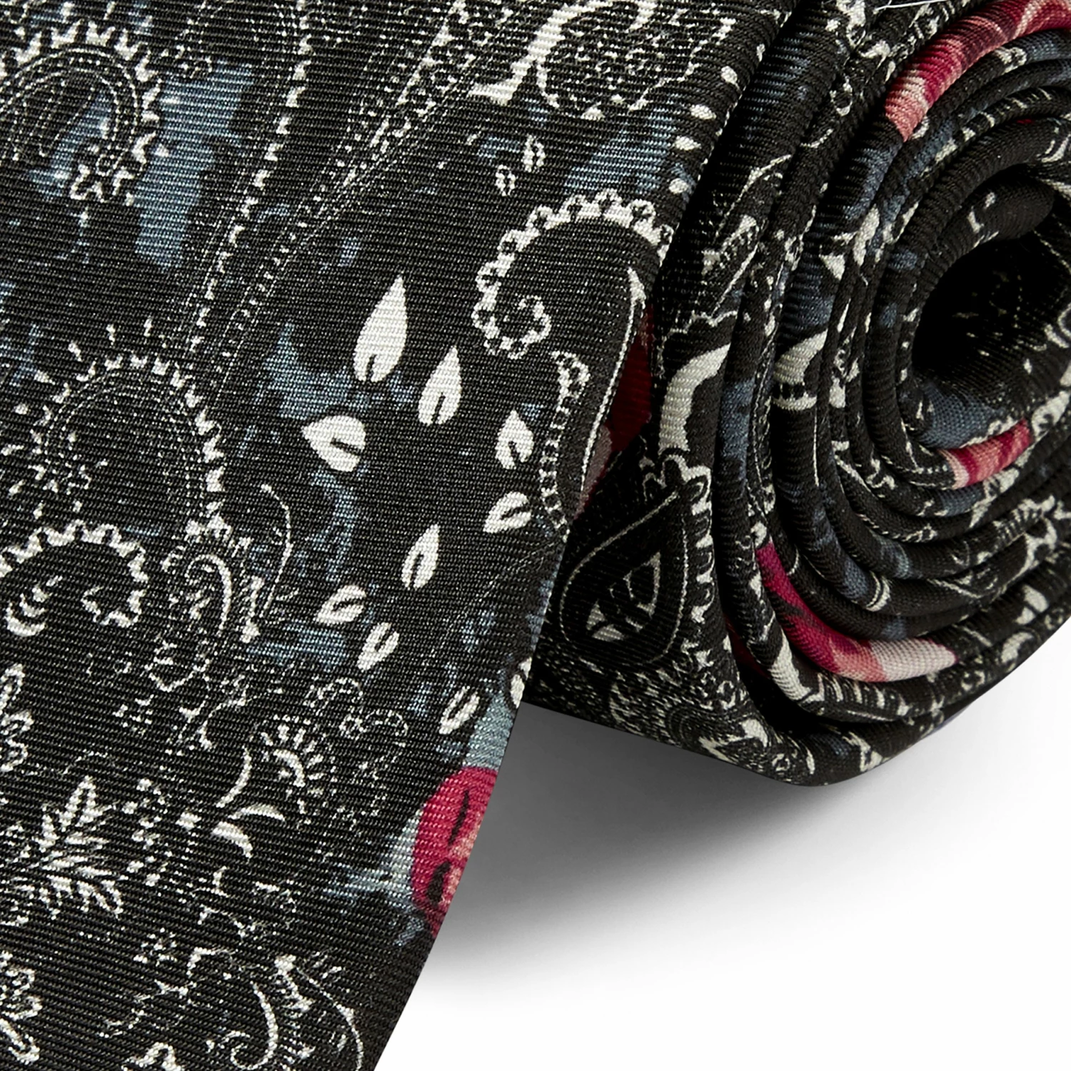 Deals π Bohemian Revolt Boho | Black & White Paisley with Pink Roses Silk Tie π - Image 2