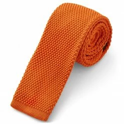 Best deal ❤️ Tailor Toki Orange Polyester Knitted Tie 👍