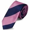 Discount 🎉 Trendhim Pink & Navy Blue Bold Diagonal Striped Silk Tie 💯
