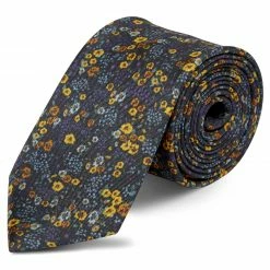 Top 10 🎁 Bohemian Revolt Boho | Dark Blue, Yellow & Orange Floral Pattern Silk Tie 🥰