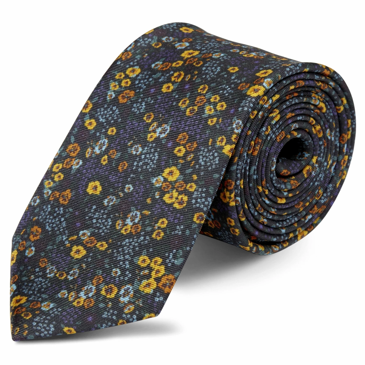 Top 10 ๐ Bohemian Revolt Boho | Dark Blue, Yellow & Orange Floral Pattern Silk Tie ๐ฅฐ