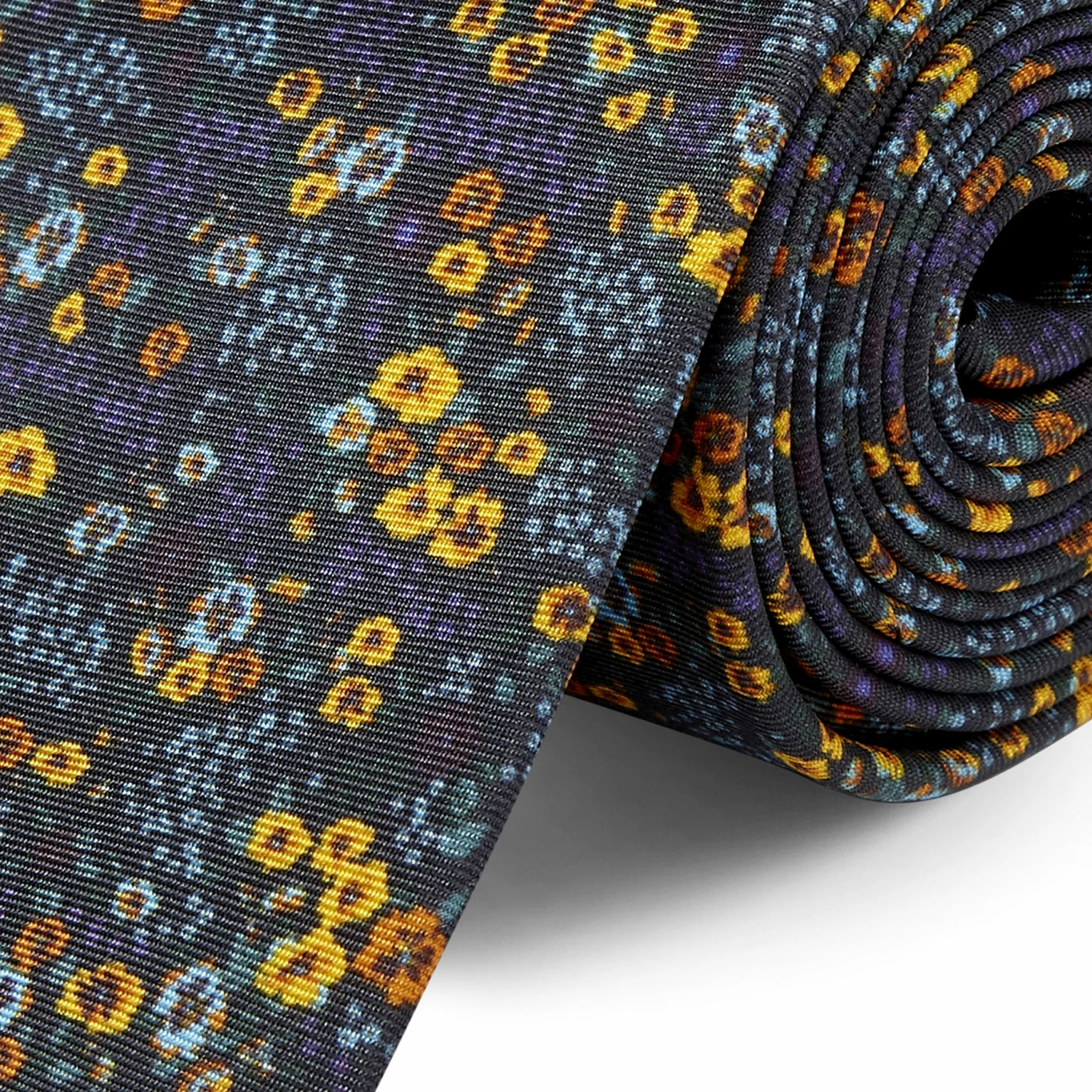 Top 10 ๐ Bohemian Revolt Boho | Dark Blue, Yellow & Orange Floral Pattern Silk Tie ๐ฅฐ - Image 2