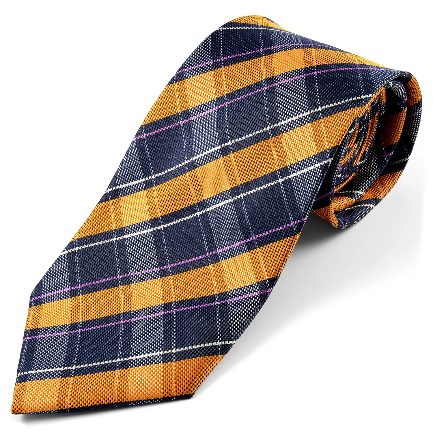 Discount ๐ Tailor Toki Orange & Navy Chequered Silk Tie โจ