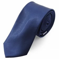 Flash Sale 🤩 Trendhim Basic Shiny Navy Blue Polyester Tie ✔️