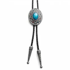 New 🧨 Fort Tempus Turquoise Stone Adjustable Braided Leather Bolo Tie 👏